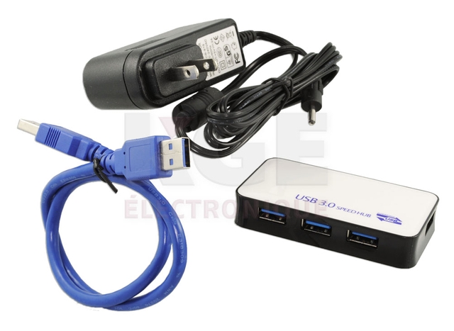 High Speed 4 Port USB 3.0 HUB with Power Adapter