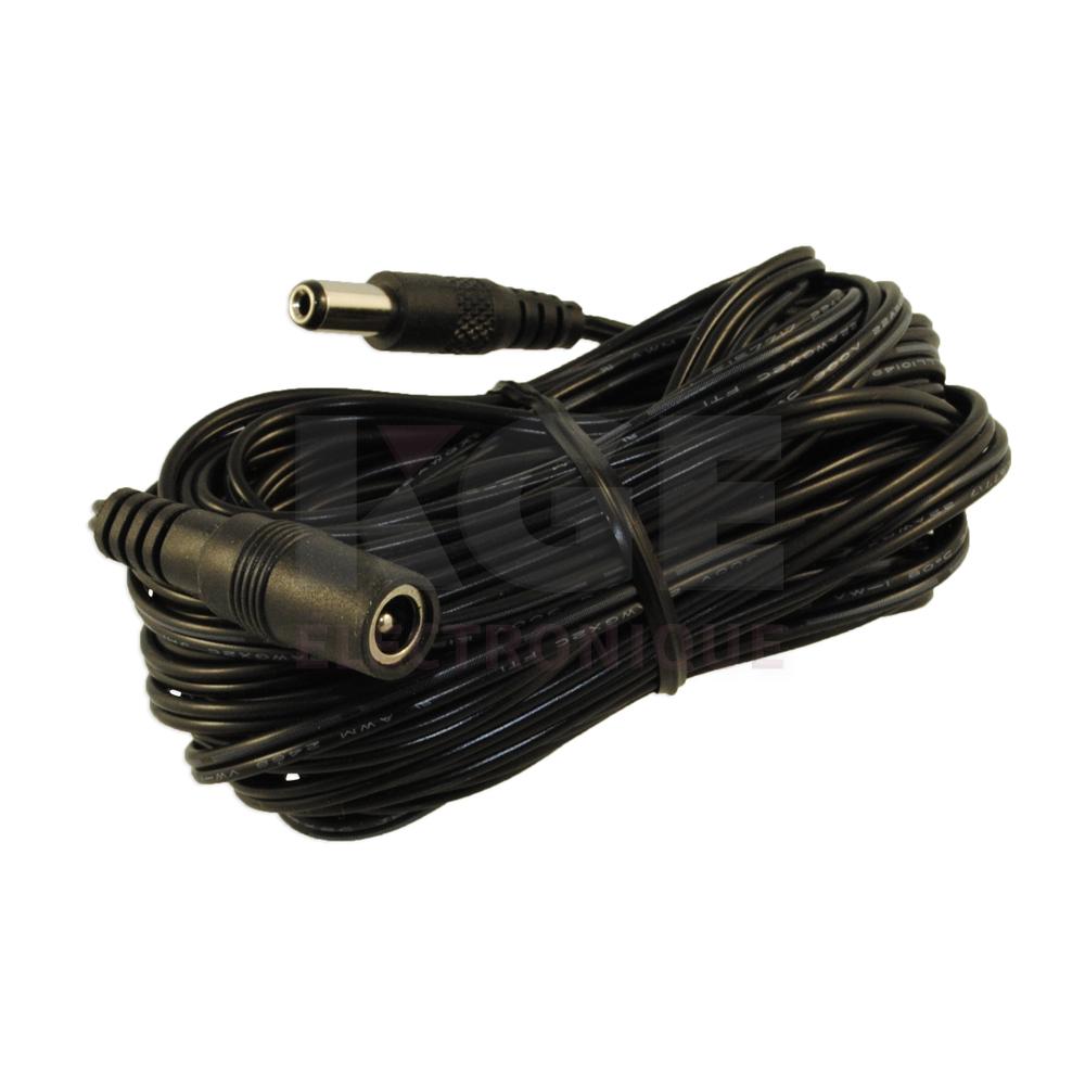 Coaxial Power Cable Extension - 2.1 x 5.5mm Plug to Jack, 25ft 22AWG