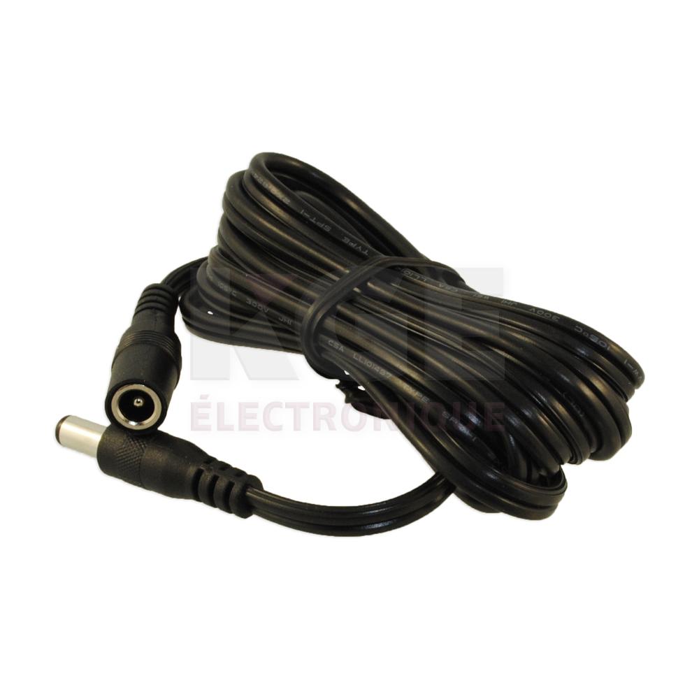 Coaxial Power Cable Extension - 2.1 x 5.5mm Plug to Jack, 6ft 18AWG