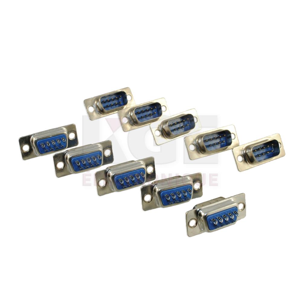10-Pack Male 9-Pin Solder Type D-Sub Connectors