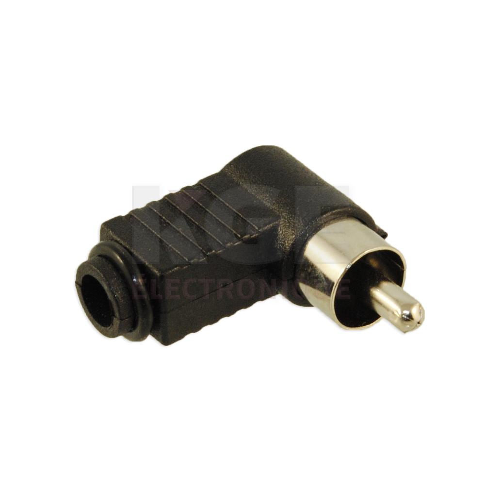 Prise RCA - Plastique, 4mm, Noire, Angle Droit