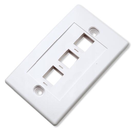 White 3 Port Keystone Wallplate