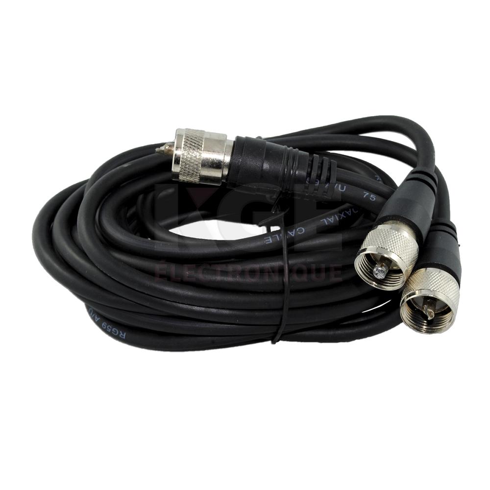 Fil en Y 9' RG59 avec connecteurs PL259 moulés