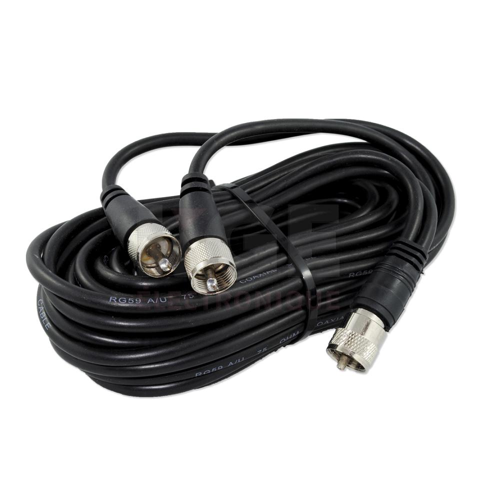 18' Dual plug-plug RG59 assembly with molded PL259 connectors