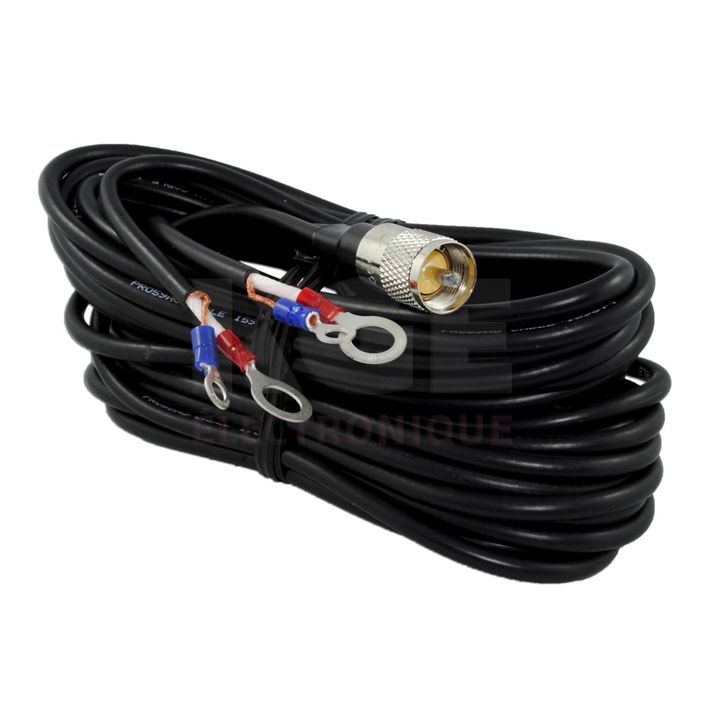 18 ft dual plug-lug RG59 coax cable to male PL259 connector