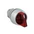 Knob type red illuminated selector button 2 positions IP65 with 22mm mounting hole