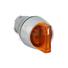 Knob type orange illuminated selector button 2 positions IP65 with 22mm mounting hole
