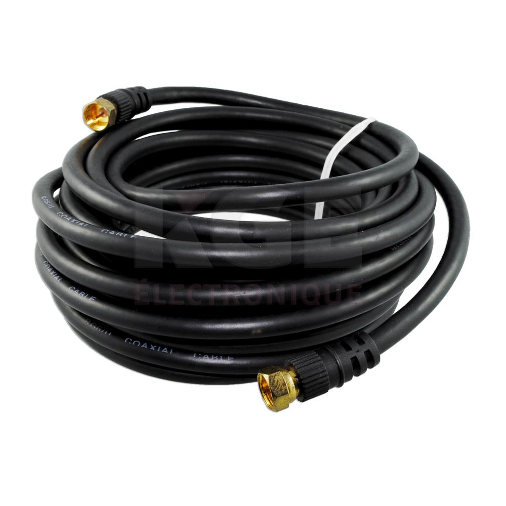 25ft black RG-6 cable with molded type F connectors