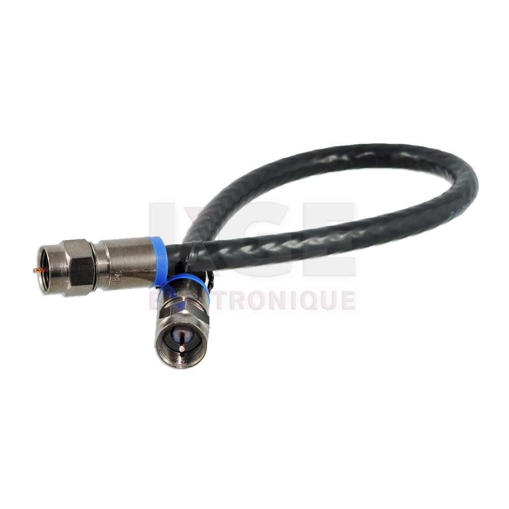 Câble RG-6 3GHz 1' noir avec Connecteurs de type F