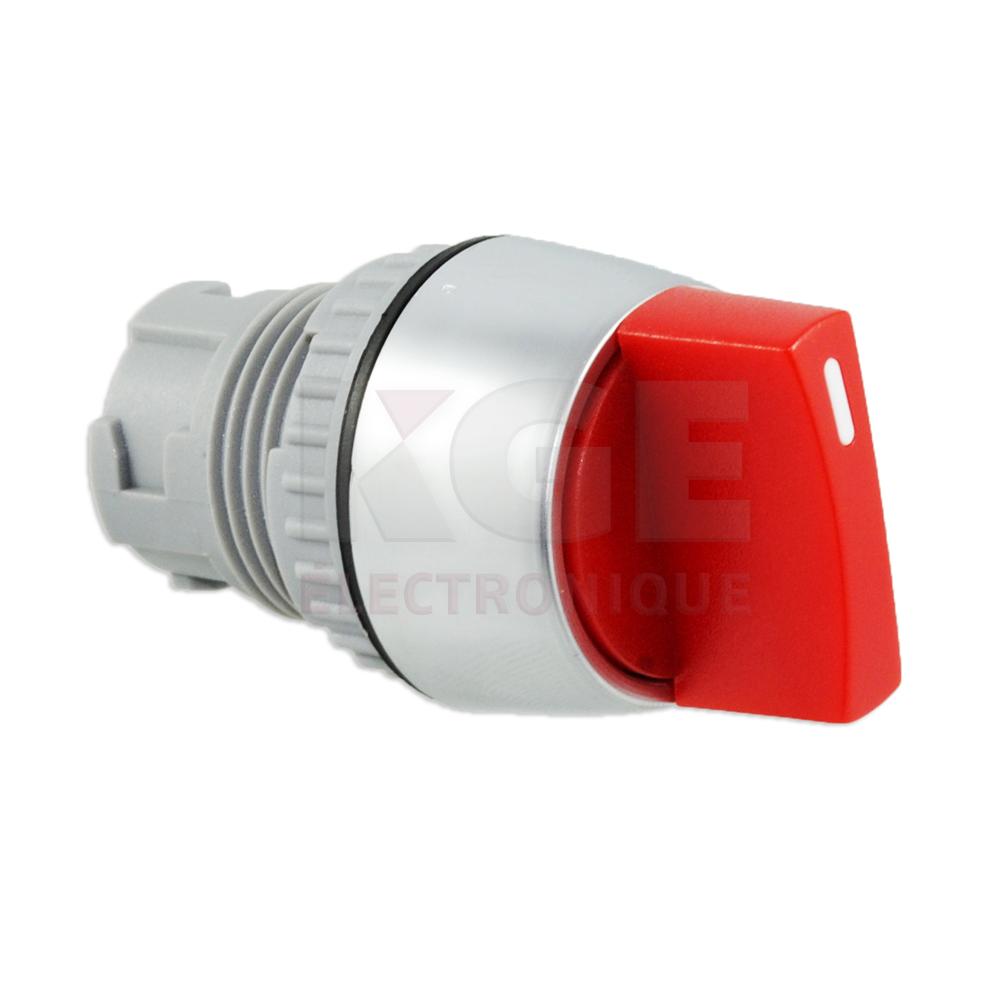 Bouton selecteur rouge 3 positions IP65 avec trou de montage de 22mm