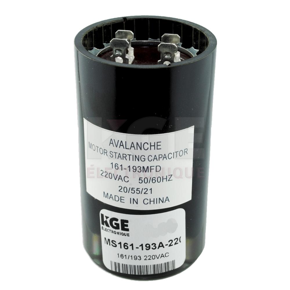 Condensateur pour démarrage de moteur 161-193mF 220VAC