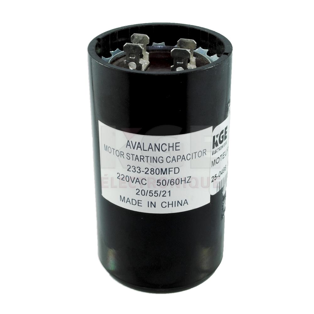 Motor starting capacitor 233-280mF 220VAC
