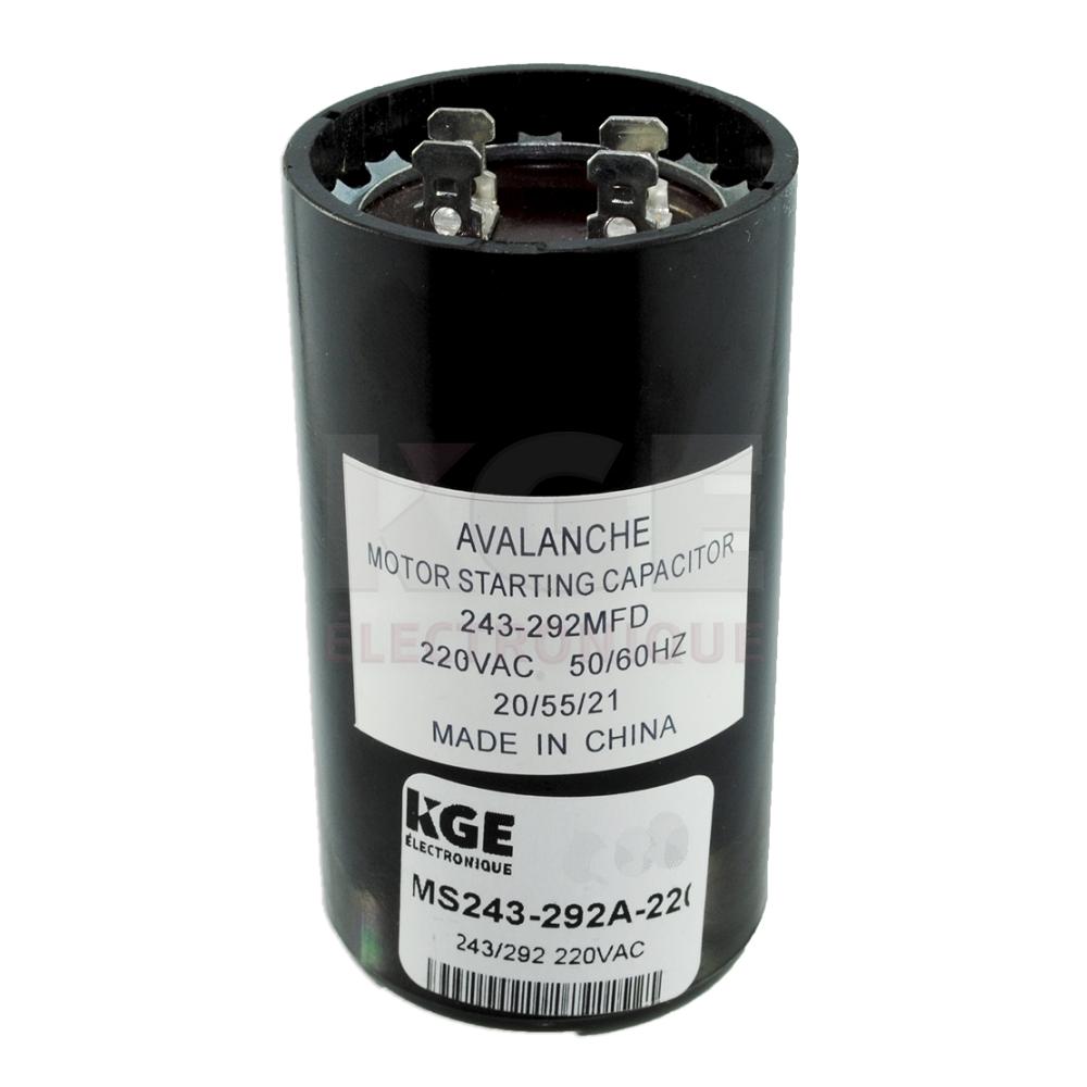 Motor starting capacitor 243-292mF 220VAC