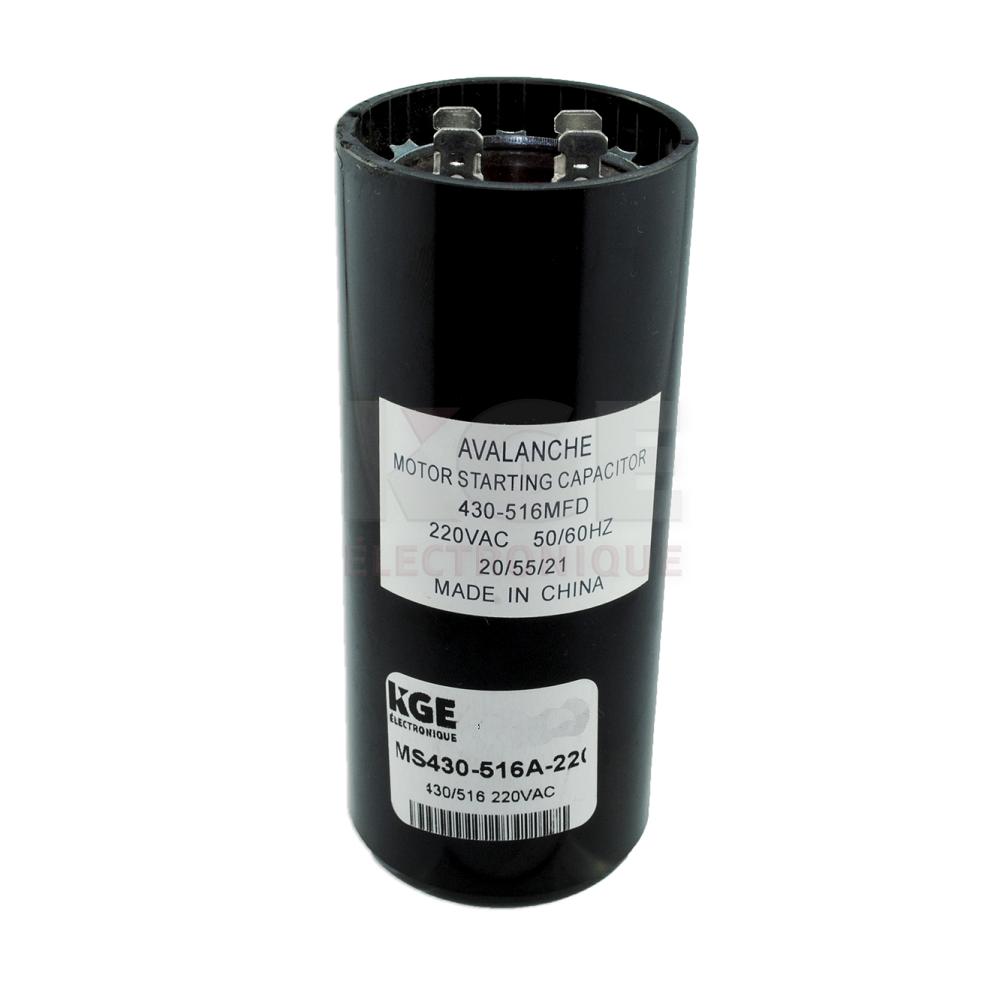 Motor starting capacitor 430-516mF 220VAC