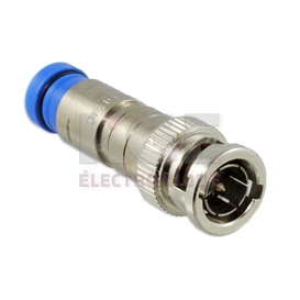 Connecteur BNC à compression pour fil coaxial RG-6 avec anneau bleu