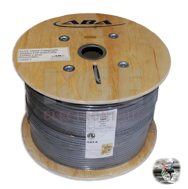 Fil réseau Elite 1000 pieds 4 paires CAT6E blindé 400 MHz