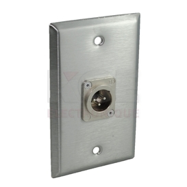 Stainless steel wallplate with 1 x NC3MD-LX XLR 3 pin male connector