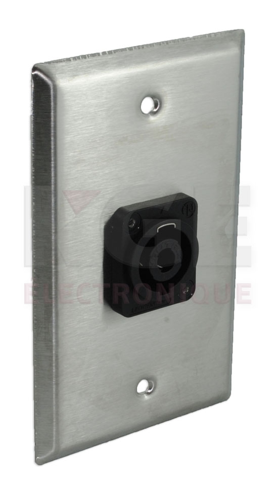 Stainless steel wallplate with 1 x NL4MP speakon 4 poles female connector