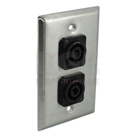 Stainless steel wallplate with 2 x NL4MP speakon 4 poles female connector