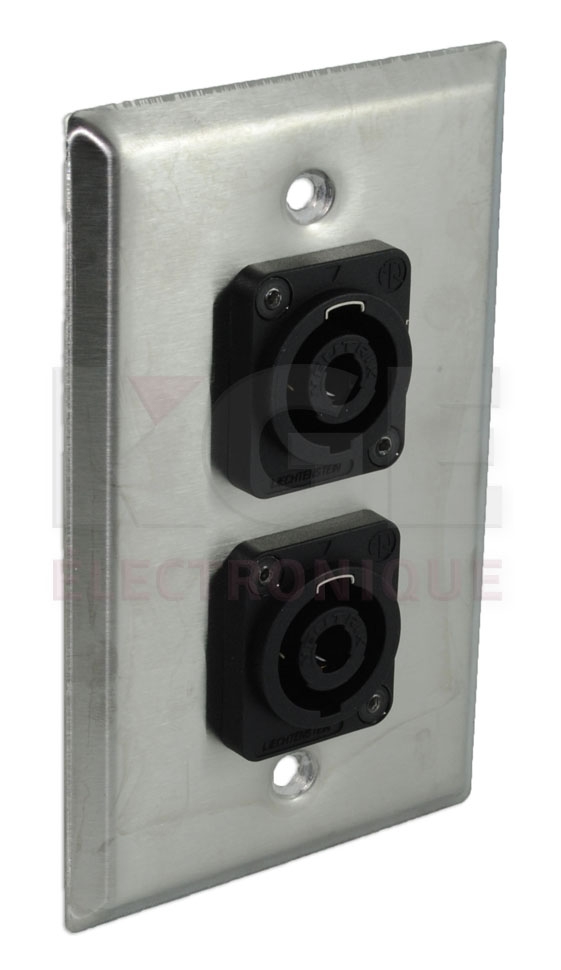 Stainless steel wallplate with 2 x NL4MP speakon 4 poles female connector