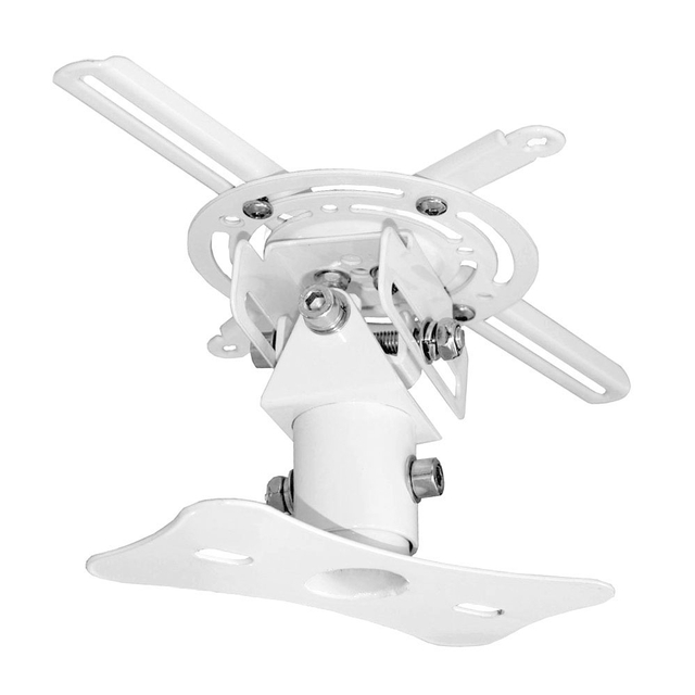Support pour projecteur Universel de plafond avec ajustements de rotation, inclinaison et mécanisme de libération rapide (blanc)