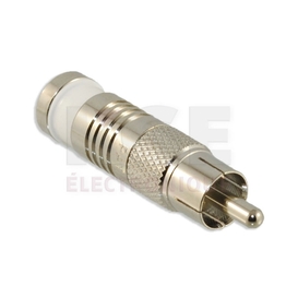 Connecteur RCA mâle blanc à compression pour câble RG-6