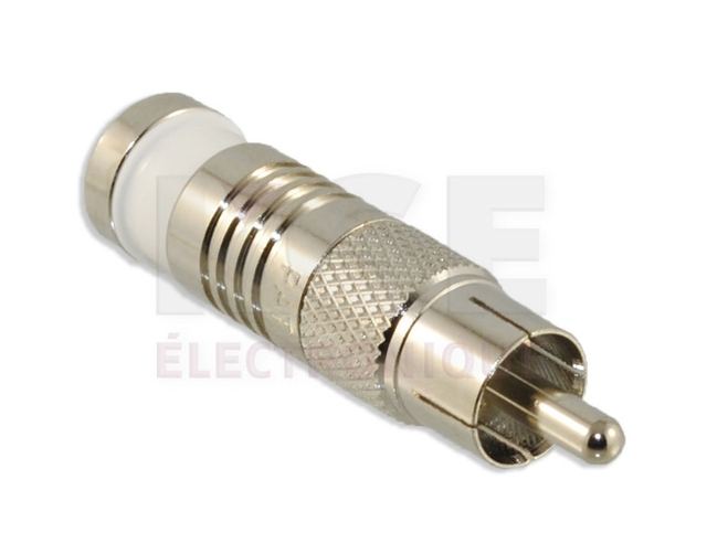White snap and seal RCA male connector for RG-6 cable
