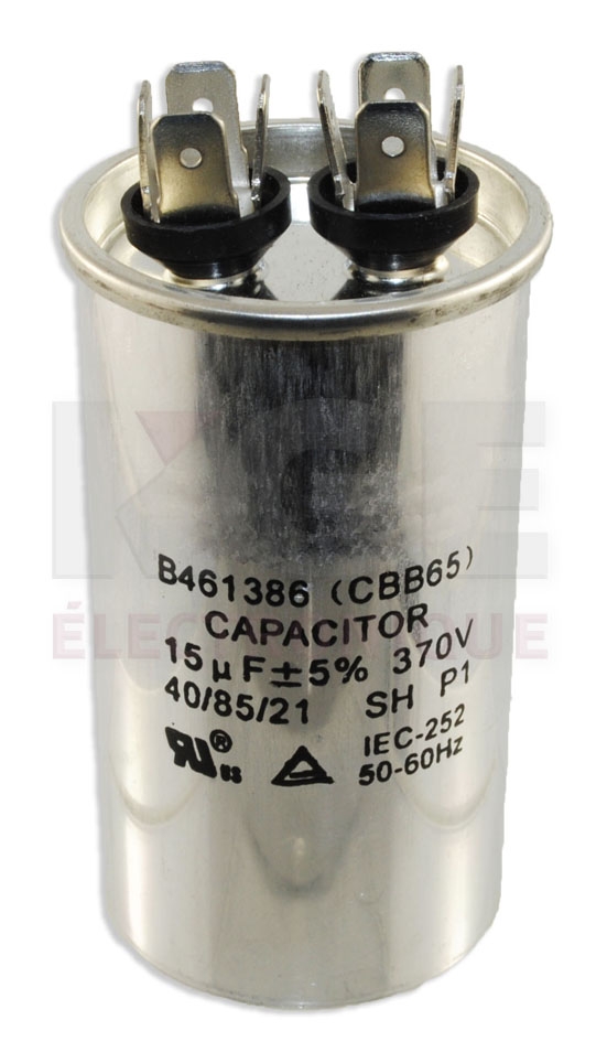 Condensateur de marche rond - 15µF +/- 5% 370 VAC