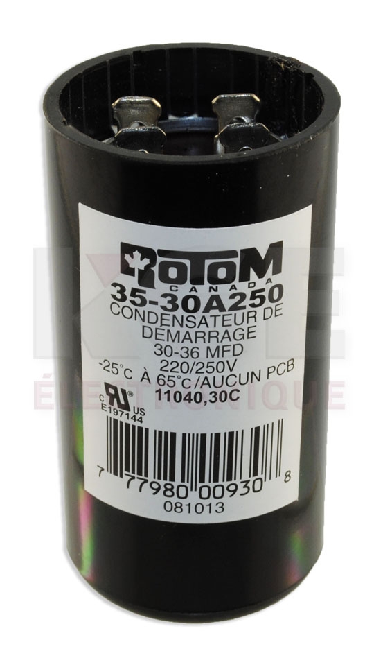 Start capacitor 30-36 µF 220/250 VAC