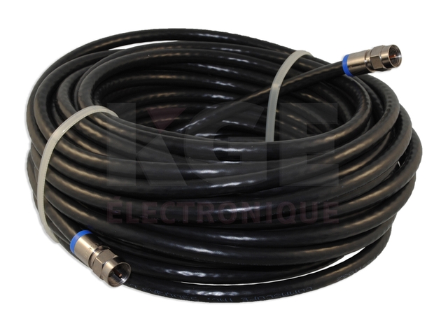 Black 50ft 3GHz RG-6 cable with connectors
