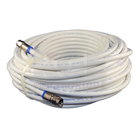 White 75ft 3GHz RG-6 cable with connectors
