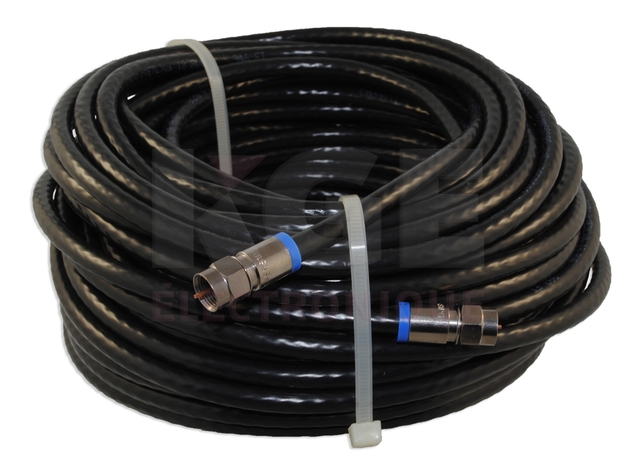 Black 75ft 3GHz RG-6 cable with connectors