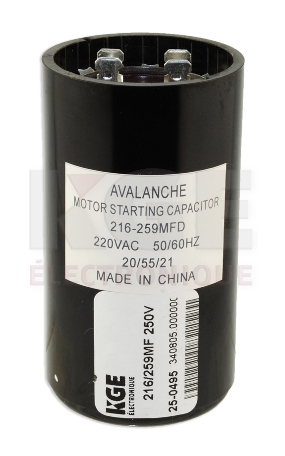 Motor starting capacitor 216-259mF 220VAC