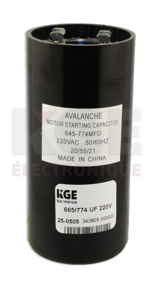 Motor starting capacitor 645-774mF 220 VAC