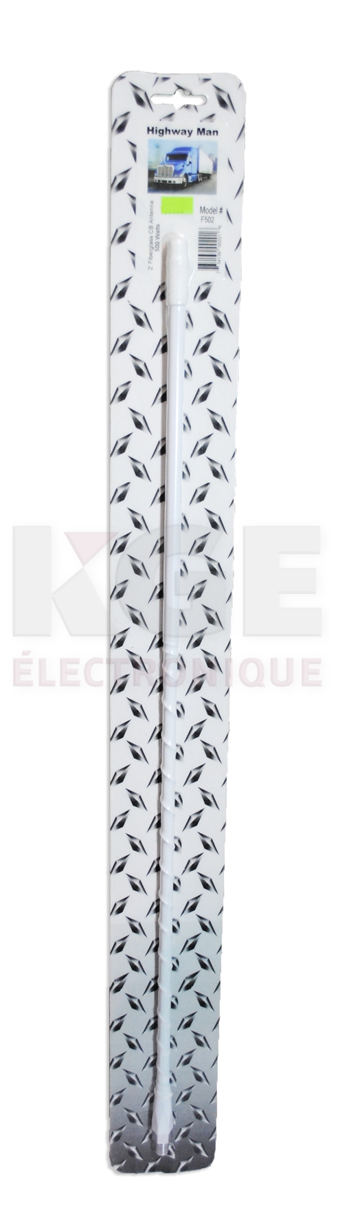 White 2' 500 W fiberglass CB antenna