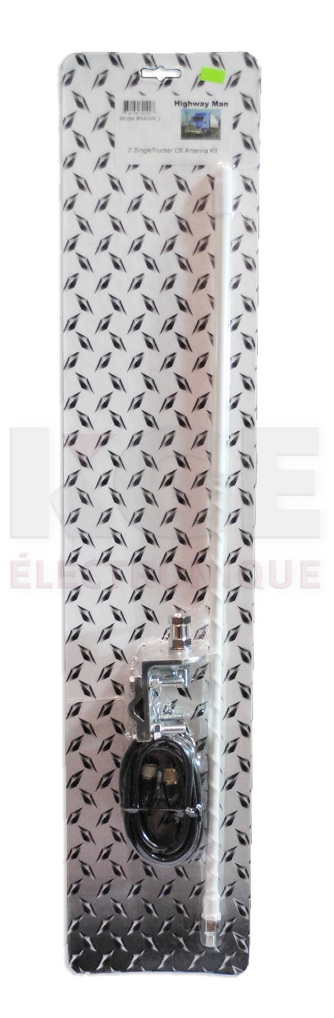 White 2ft fiberglass CB antenna