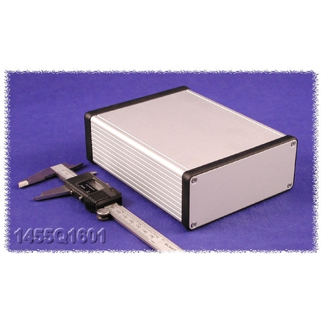 1455Q1601 - Extruded Aluminum Enclosure with Metal Panels - Grey, 6.3