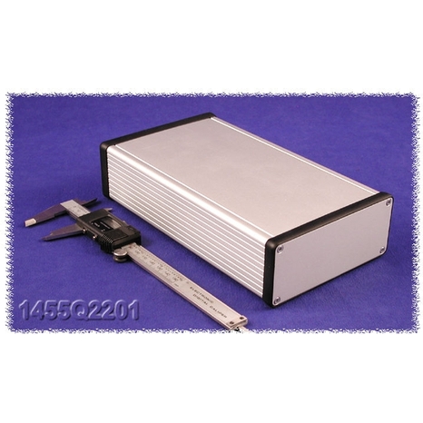 1455Q2201BK - Extruded Aluminum Enclosure with Metal Panels - Black, 8.66