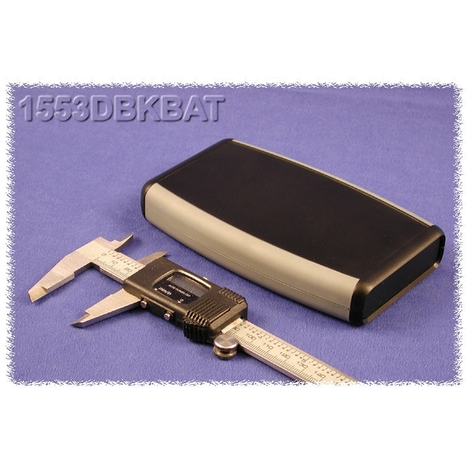 1553DBKBAT - Plastic Soft Sided Enclosure with Battery Compartment - Black & Grey
