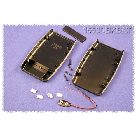 1553DBKBAT - Plastic Soft Sided Enclosure with Battery Compartment - Black & Grey