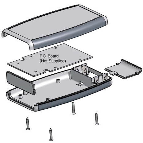 1553DBKBAT - Plastic Soft Sided Enclosure with Battery Compartment - Black & Grey