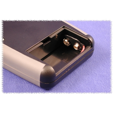 1553DBKBAT - Plastic Soft Sided Enclosure with Battery Compartment - Black & Grey