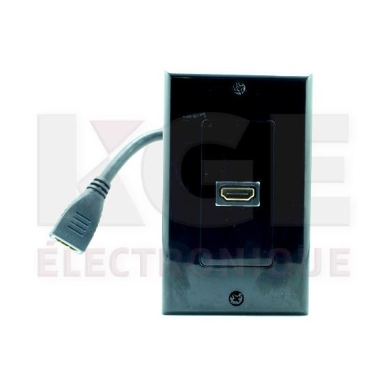 Ensemble de Plaque Murale HDMI 1 Port Décora Noire