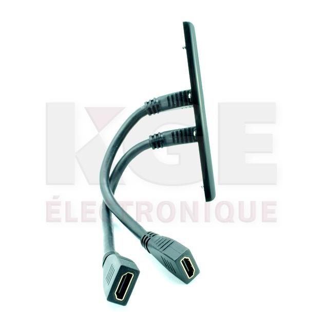 Ensemble de Plaque Murale HDMI 2 Ports Décora Noire