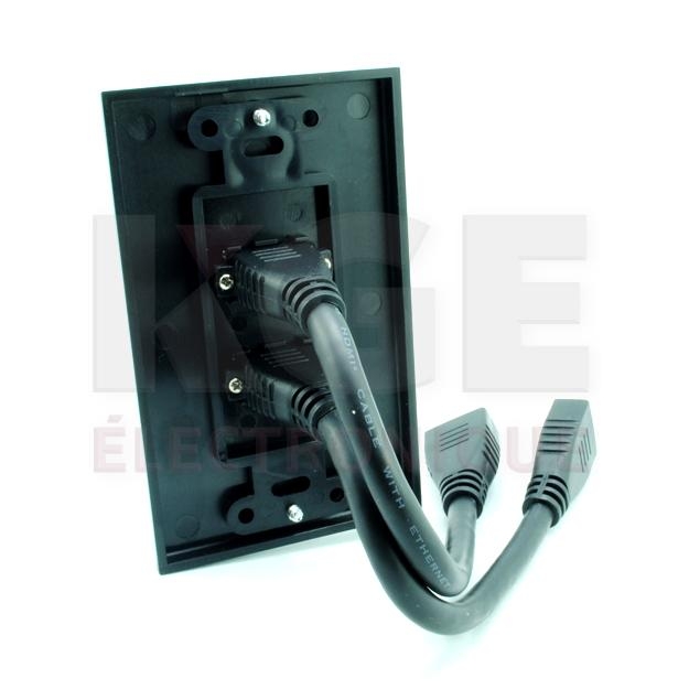 Ensemble de Plaque Murale HDMI 2 Ports Décora Noire