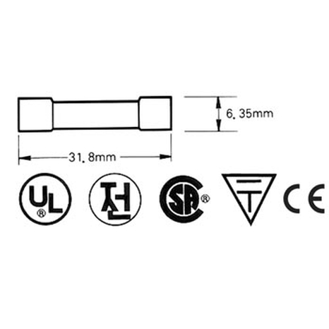 6.35 x 32mm 12A Slow Acting Fuse