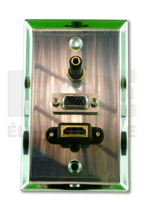 1-Port VGA + 1-Port HDMI + 3.5mm Insert Wall Plate Kit
