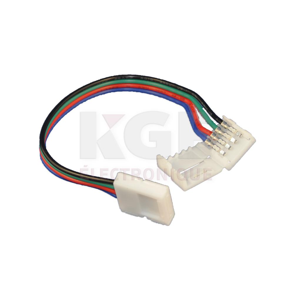 Connecteur pour rubain DEL RGB 10mm avec fils