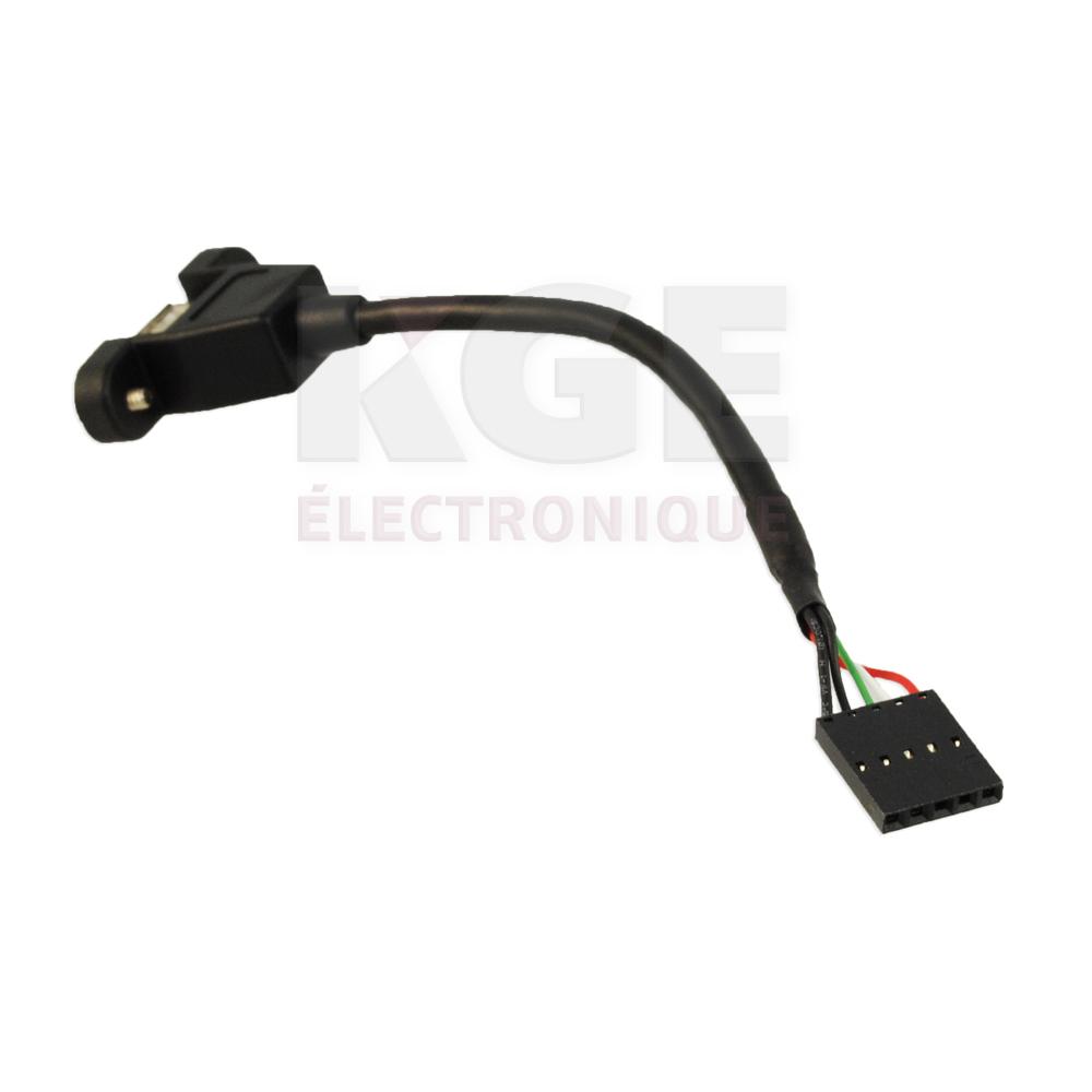 USB 2.0 cable IDC 5-pin header female to 'A' panel mount female