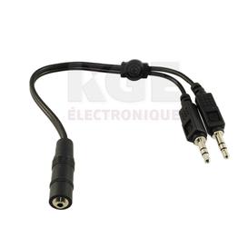 2.5mm female to 2 x 3.5mm stereo jack male adapter
